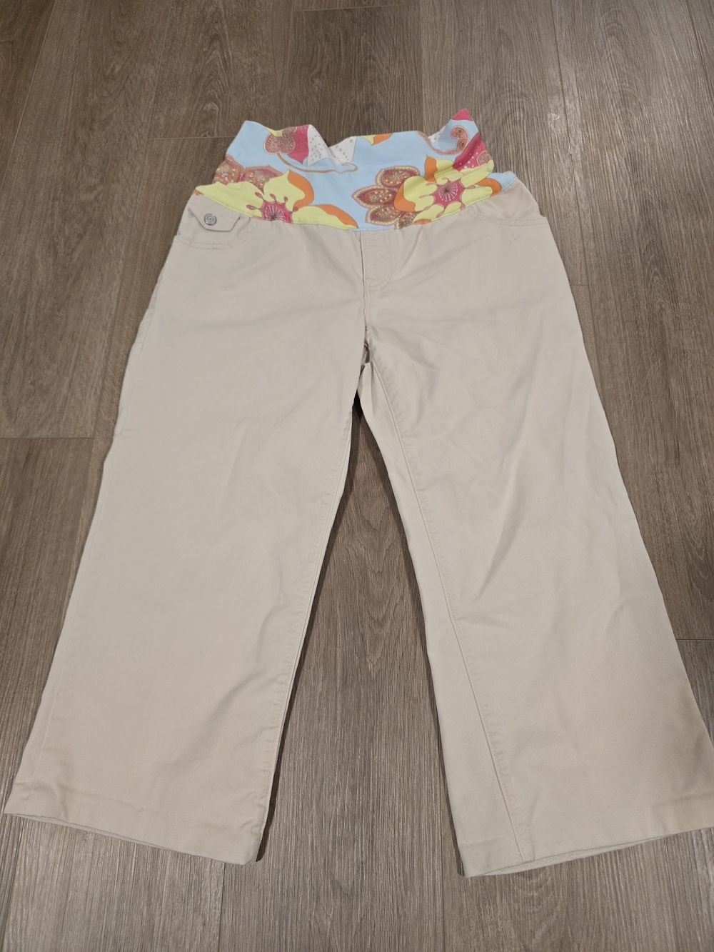 Gap Maternity Floral‎ Waistband Cropped Khaki Pants Size 6 Regular